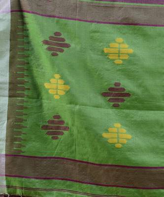PURPLE & GREEN  HANDLOOM Hand Woven Tissue Jamdani Silk   Saree. 4