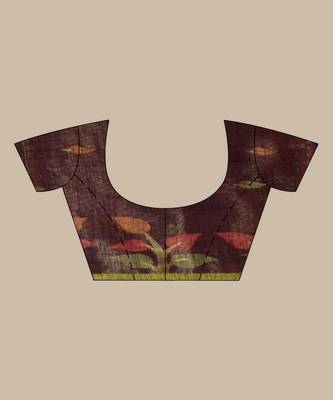 PEACH & BLACK  HANDLOOM Hand Woven Tissue Jamdani Silk   Saree. 3