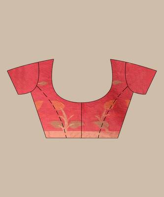 OFF-WHITE & RED  HANDLOOM Hand Woven Tissue Jamdani Silk   Saree. 3
