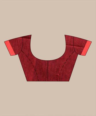 GREY & RED  HANDLOOM  Hand Woven Silk Tant Jamdani Saree. 3