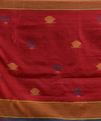 GREY & RED  HANDLOOM  Hand Woven Silk Tant Jamdani Saree. 4