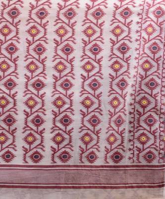 OFF-WHITE & MAROON DHAKAI JAMDANI  Hand Woven cotton silk  Handloom Saree. 4