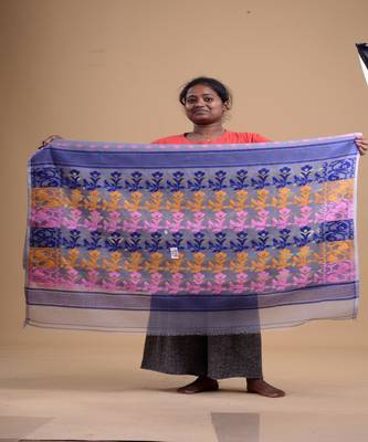 GRAY & MULTI  DHAKAI JAMDANI  Hand Woven Tant silk  Handloom   Saree. 2