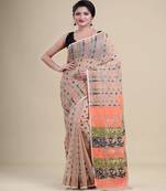 OFF-WHITE & MULTI  DHAKAI JAMDANI  Hand Woven Tant silk  Handloom   Saree.