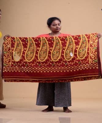 MAROON & YELLOW  DHAKAI JAMDANI  Hand Woven Tant silk  Handloom   Saree. 2