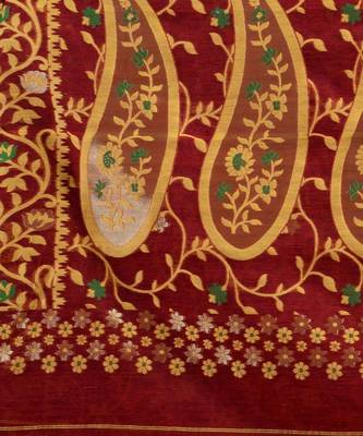 MAROON & YELLOW  DHAKAI JAMDANI  Hand Woven Tant silk  Handloom   Saree. 4