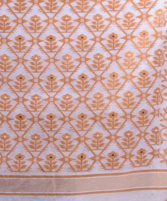 WHITE & BROWN  DHAKAI JAMDANI  Hand Woven Cotton silk  Handloom   Saree. 2