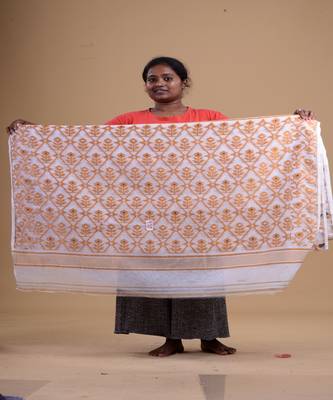 WHITE & BROWN  DHAKAI JAMDANI  Hand Woven Cotton silk  Handloom   Saree. 4