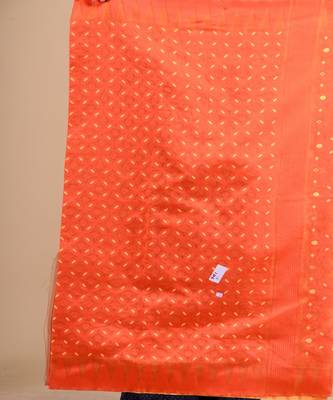 ORANGE & YELLOW MINAKARI JAMDANI  Hand Woven Cotton Jamdani  Handloom   Saree 4