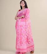 PINK & WHITE DHAKAI JAMDANI  Hand Woven Cotton  Handloom  Saree.