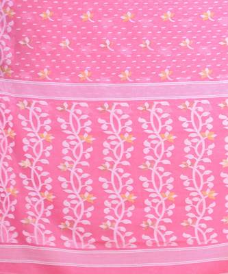 PINK & WHITE DHAKAI JAMDANI  Hand Woven Cotton  Handloom  Saree. 2