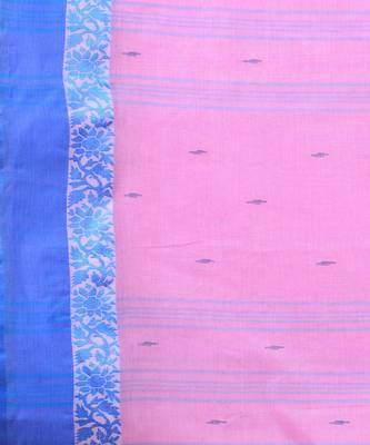 PINK & BLUE TANT Jamdani  Hand Woven  silk  Handloom   Saree. 4