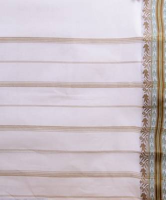 WHITE & GREEN TANT Hand Woven Cotton Handloom bengali Saree. 4