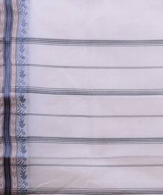 WHITE & GREY TANT Hand Woven Cotton Handloom bengali Saree. 4
