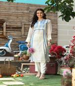 SHADES Powdered blue colour kota kurta set with pants (set of 2)