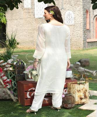 SHADES Powdered blue colour kota kurta set with pants (set of 2) 4