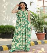 SHADES Muslin Printed green tunic dress