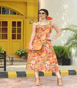 SHADES Muslin Printed mustard tunic dress