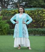 SHADES Aqua Blue Shrug And Gown (Set of 2)