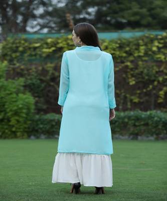 SHADES Aqua Blue Shrug And Gown (Set of 2) 4