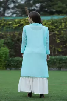 SHADES Aqua Blue Shrug And Gown (Set of 2)