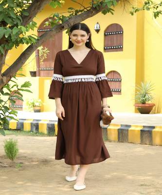 SHADES Chocolate brown Tunic emblished with laces and pockets 1