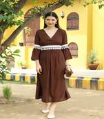 SHADES Chocolate brown Tunic emblished with laces and pockets