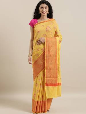 CLASSICATE from the house of The Chennai Silks Yellow Embroidered Saree With Running Blouse 1