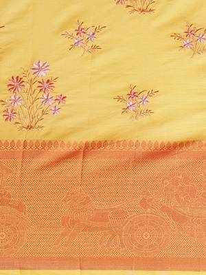 CLASSICATE from the house of The Chennai Silks Yellow Embroidered Saree With Running Blouse 4