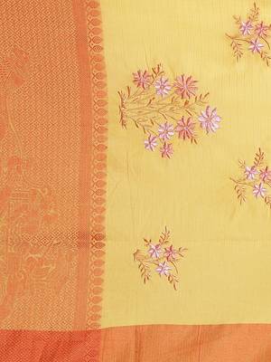 CLASSICATE from the house of The Chennai Silks Yellow Embroidered Saree With Running Blouse 5