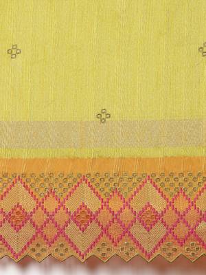 CLASSICATE from the house of The Chennai Silks Green Embroidered Jute Saree With Running Blouse 4