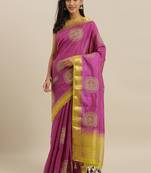 CLASSICATE from the house of The Chennai Silks Purple Embroidered Saree With Running Blouse