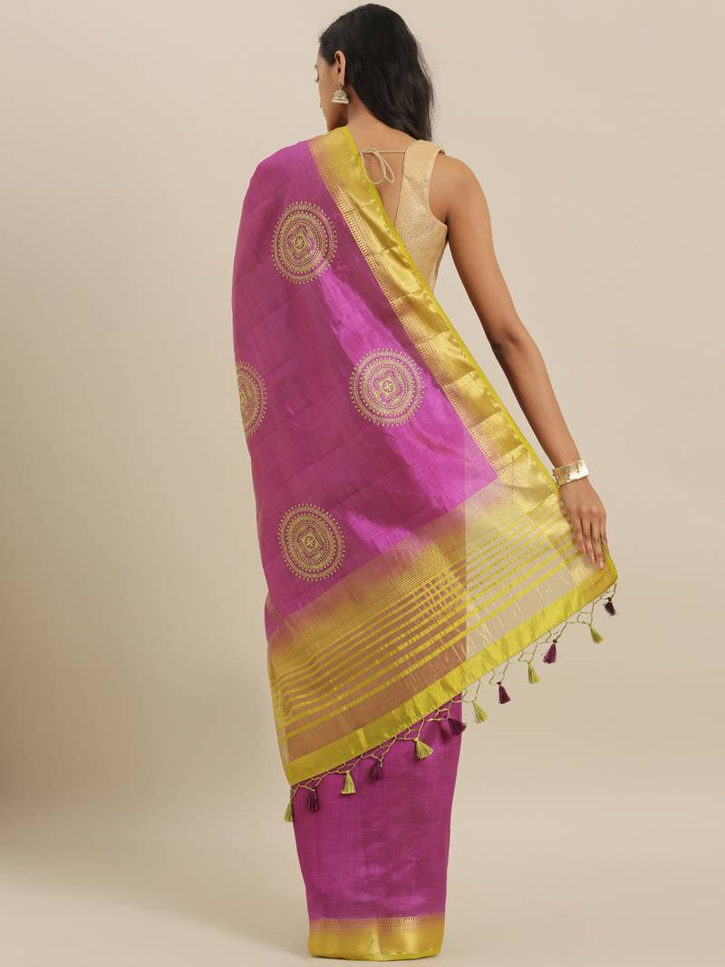 CLASSICATE from the house of The Chennai Silks Purple Embroidered Saree With Running Blouse