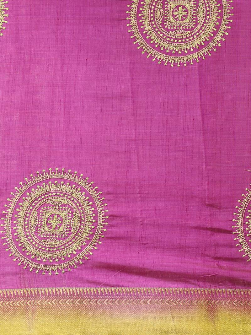 CLASSICATE from the house of The Chennai Silks Purple Embroidered Saree With Running Blouse