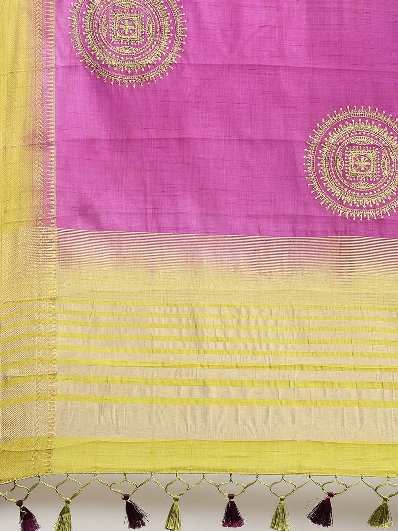 CLASSICATE from the house of The Chennai Silks Purple Embroidered Saree With Running Blouse
