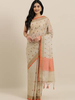 CLASSICATE from the house of The Chennai Silks Beige Supenet Kota Saree With Running Blouse 1