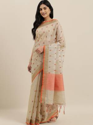 CLASSICATE from the house of The Chennai Silks Beige Supenet Kota Saree With Running Blouse 2