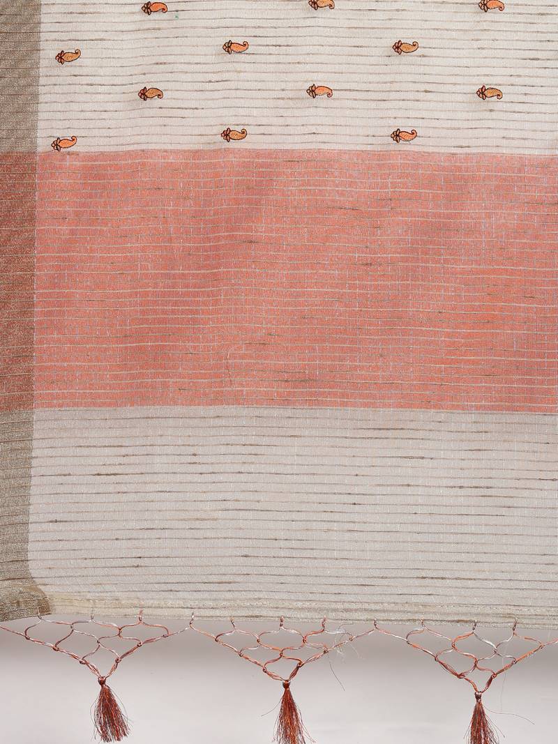 CLASSICATE from the house of The Chennai Silks Beige Supenet Kota Saree With Running Blouse