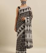 CLASSICATE from the house of The Chennai Silks  Black Printed Bhagalpuri Saree With Running Blouse