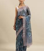 CLASSICATE from the house of The Chennai Silks Multicolor Printed Linen Blend Saree With Running Blouse