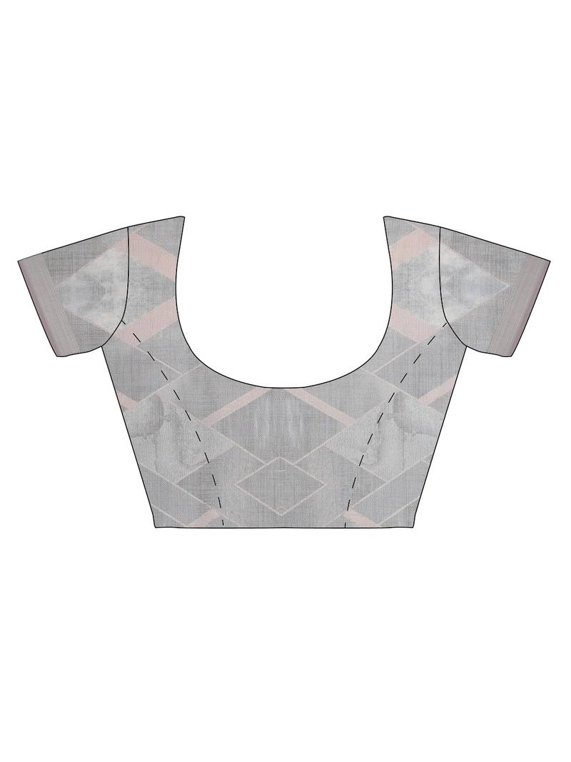 CLASSICATE from the house of The Chennai Silks Multicolor Printed Linen Blend Saree With Running Blouse