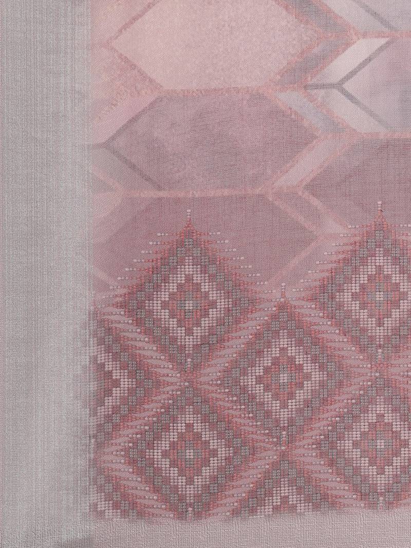 CLASSICATE from the house of The Chennai Silks Pink Printed Linen Blend Saree With Running Blouse