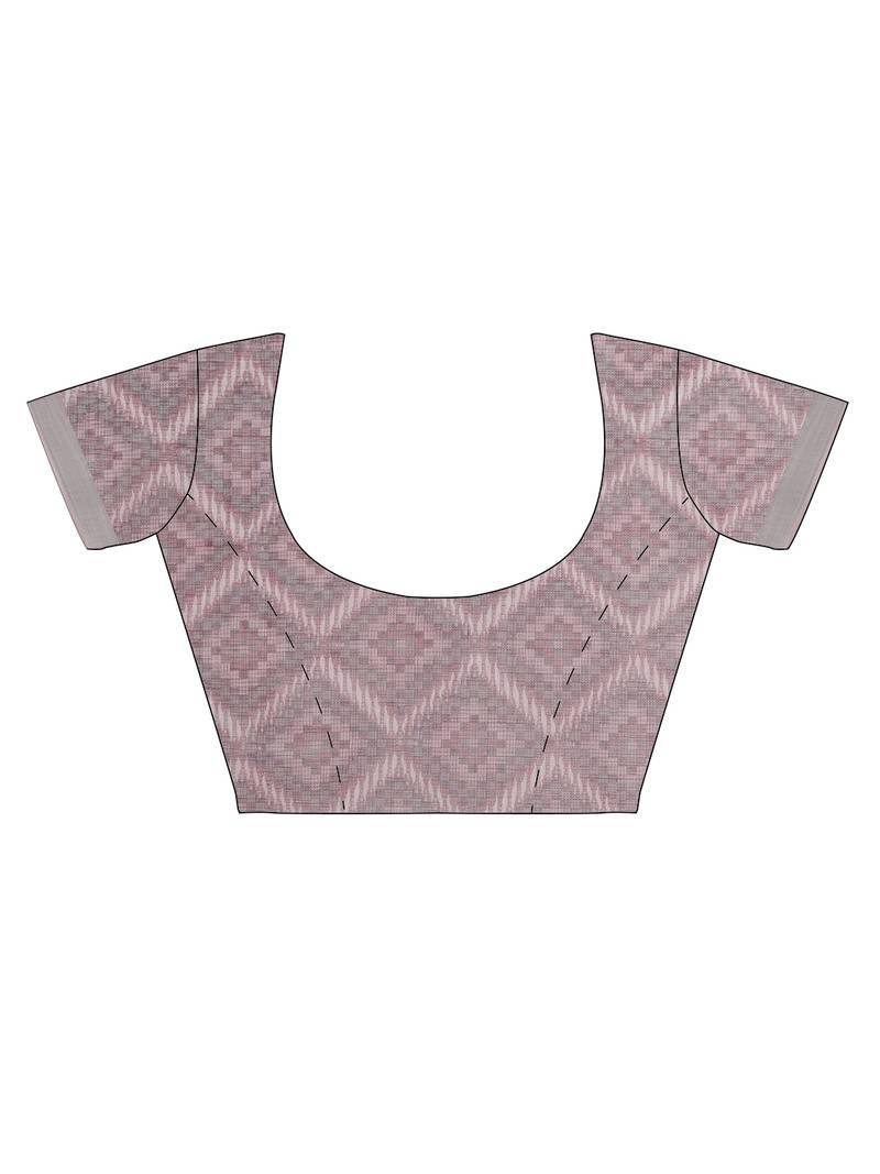 CLASSICATE from the house of The Chennai Silks Pink Printed Linen Blend Saree With Running Blouse