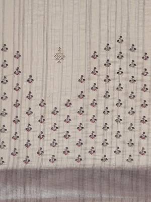 CLASSICATE from the house of The Chennai Silks Beige Linen Blend  Embroidered Saree With Running Blouse 4