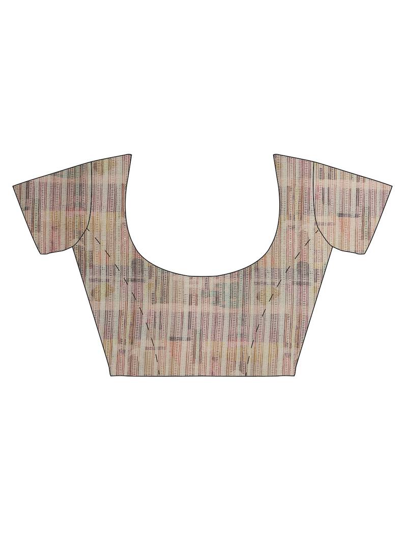 CLASSICATE from the house of The Chennai Silks Beige Linen Blend  Embroidered Saree With Running Blouse