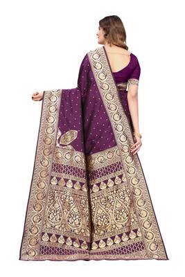 Wine woven pure kanjivaram silk saree with blouse 2