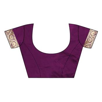 Wine woven pure kanjivaram silk saree with blouse 5