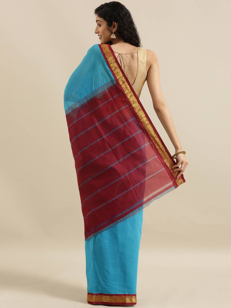 CLASSICATE from the house of The Chennai Silks Blue Gadwal Saree With Running Blouse