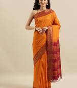 CLASSICATE from the house of The Chennai Silks Orange Gadwal Saree With Running Blouse