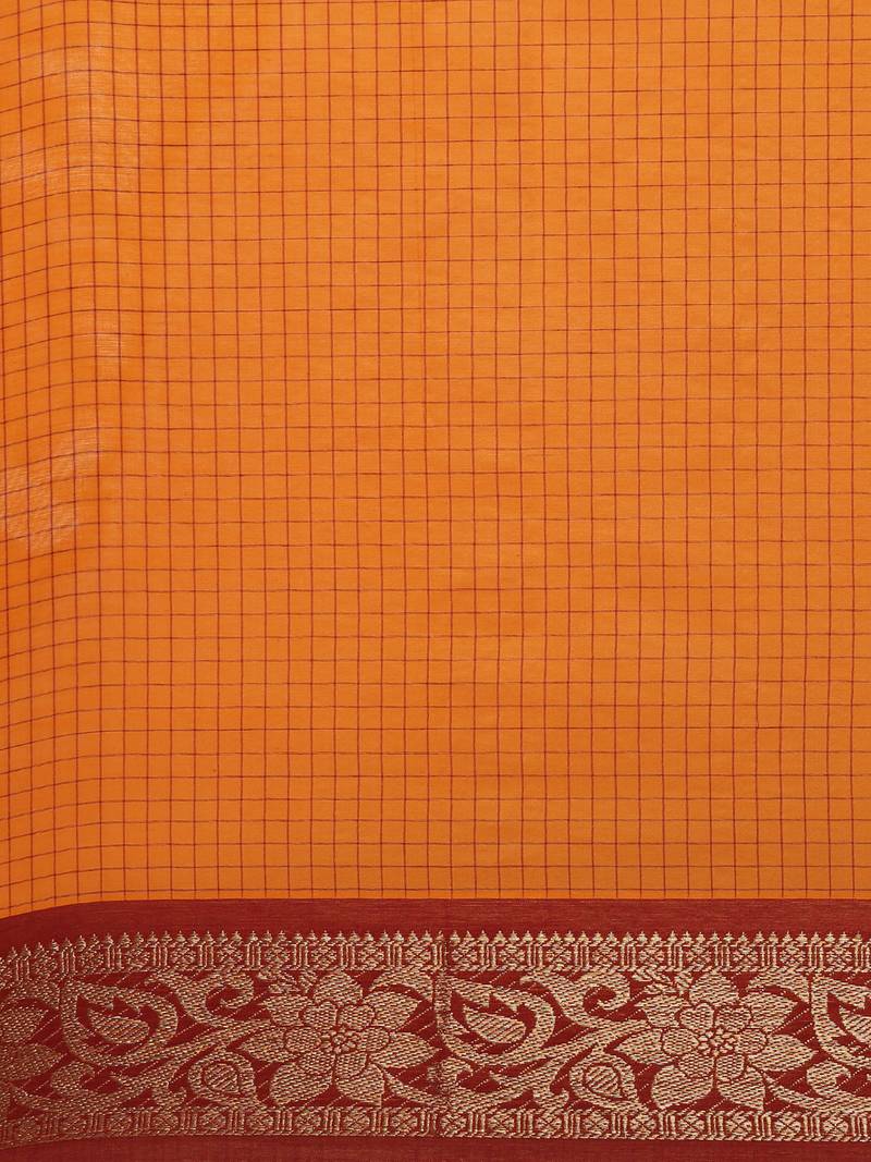 CLASSICATE from the house of The Chennai Silks Orange Gadwal Saree With Running Blouse